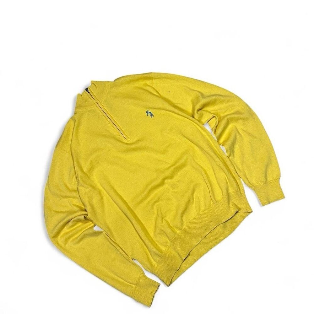 Bobby Jones Sweater Men’s L Yellow 100% Cotton Golf 1/4 Zip Pullover Logo